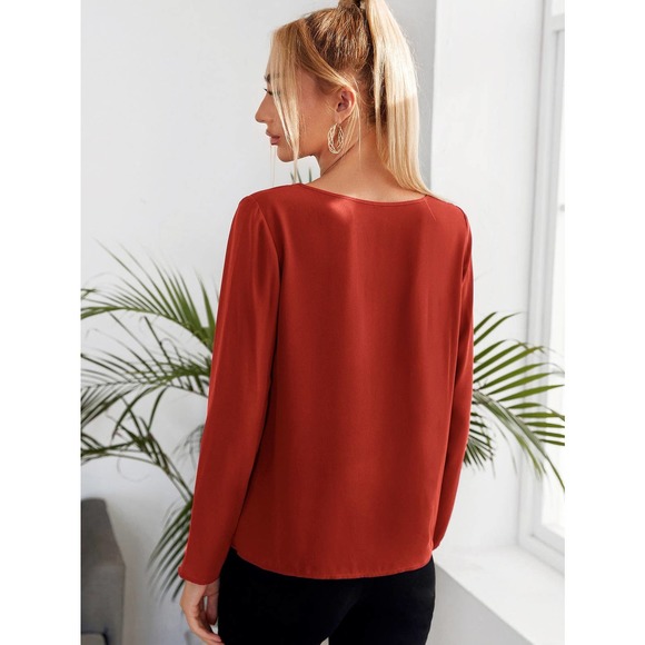 Keyhole Neck long sleeve Blouse black - Picture 11 of 11